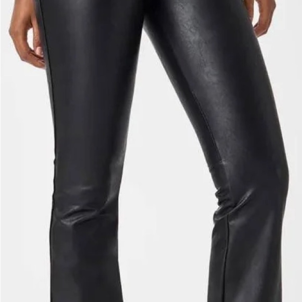 Spanx Leather Flare Leg Pull-On Pants Size Small